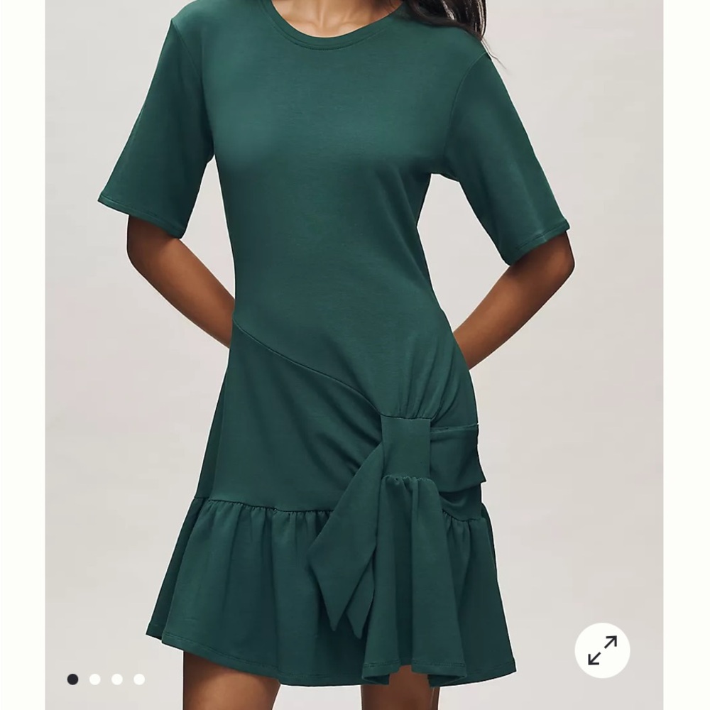 Anthropologie Green Mini Dress with Ruffle Detail NWT